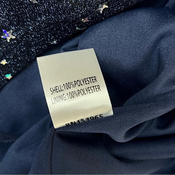 NWT AREA STARS Sparkle Off Shoulder Plunge Puff Long Sleeve Bodycon Mini Dress M - Picture 7 of 7